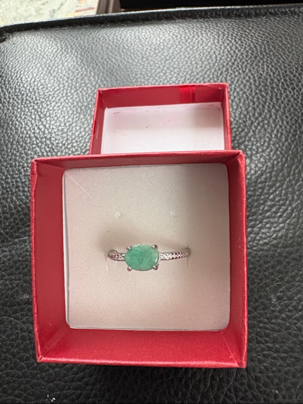 Sterling Silver Ring with Emerald And CZ Stones Brand New